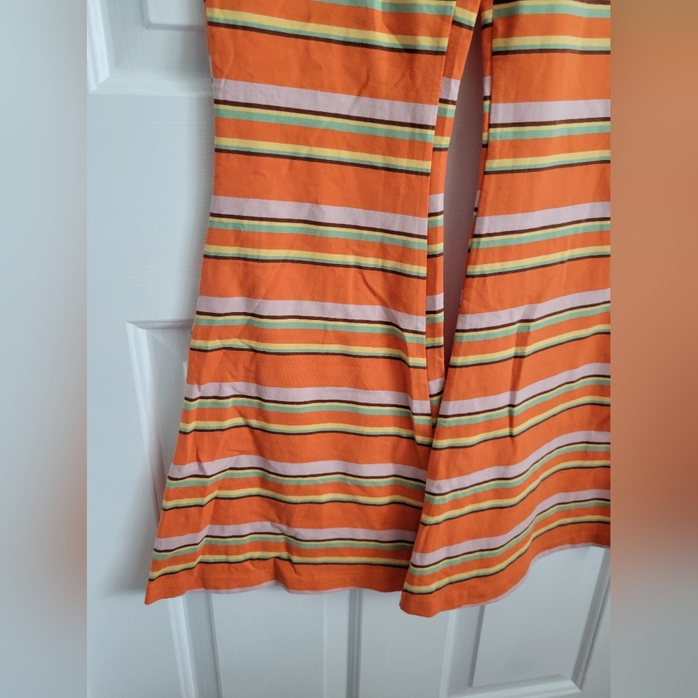 Princess Polly Women's Orange Striped Jackson Knit Flared Pull-on Pants Size 0 - Picture 4 of 5